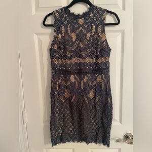 MIAMI Navy Blue/Beige Lace Dress